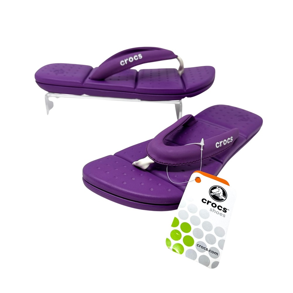 Crocs Sandals Women 10 Purple Flip Flops Thong Casual Comfort Slip On 10345